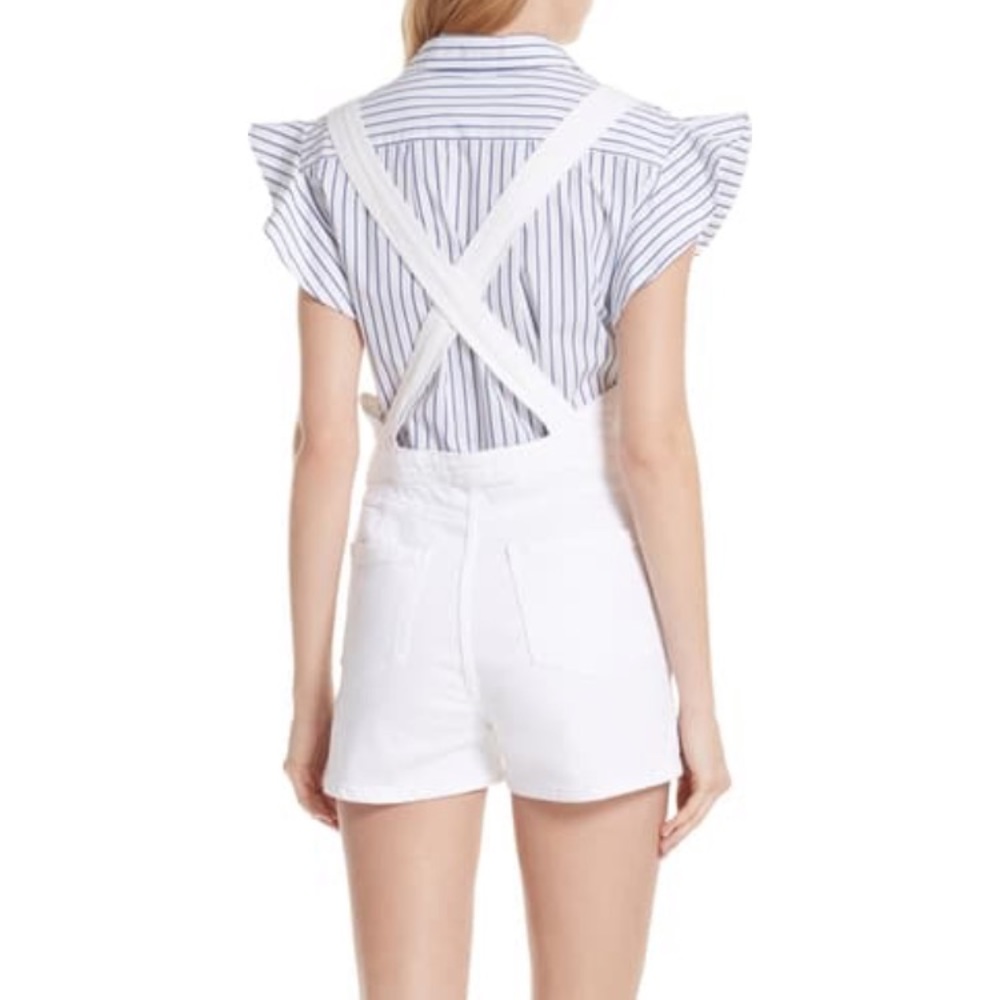 FRAME Palazzo Denim White Overall Shorts XS - Picture 2 of 4